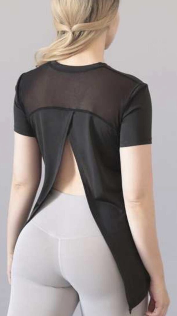 Short-Sleeve Open-Back Mesh Top