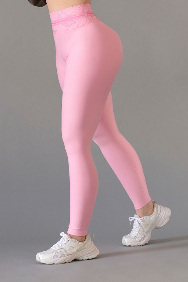Pink Leggings with Lace Waistband