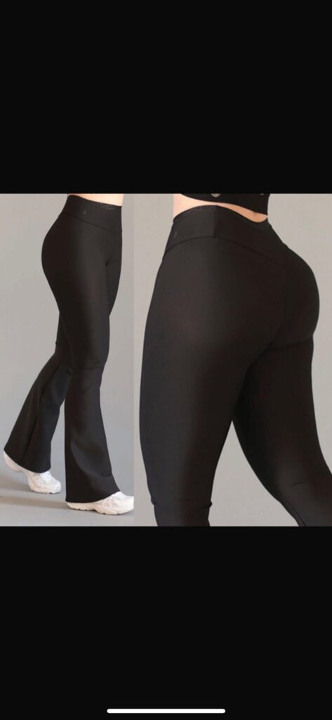 Flared Black Leggings with V-Waist