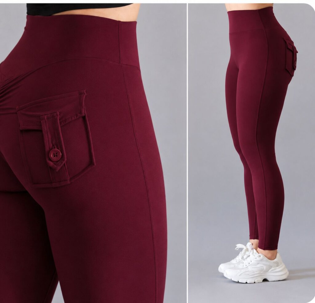 Wine Leggings with Side Cargo Pocket