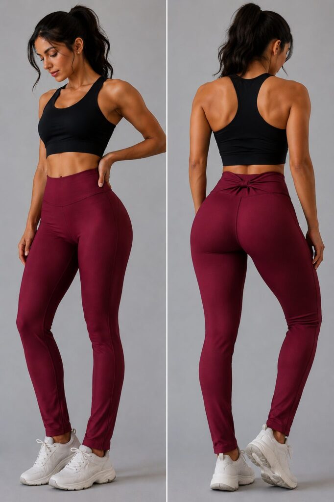 Plain Wine Red Leggings