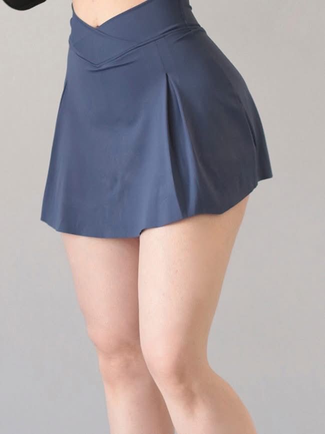Navy Blue Pleated Sports Skirt
