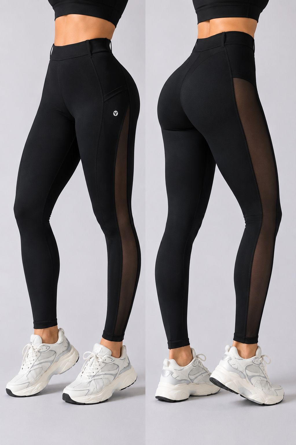 Black Leggings with Side Mesh