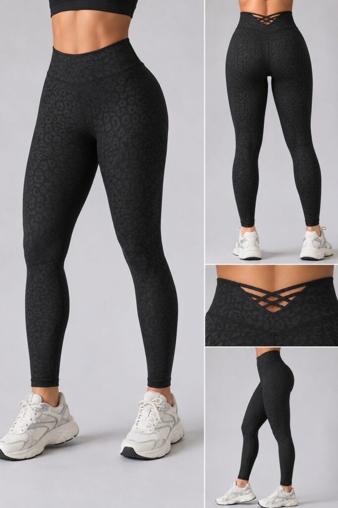Black Tone-on-Tone Leopard Print Leggings